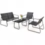 Conjunto de mobiliário de jardim Extralink BLACK FOREST têxtil duas cadeiras + espreguiçadeira + mesa dobrável preto L-0358 conjunto de mobiliário de exterior