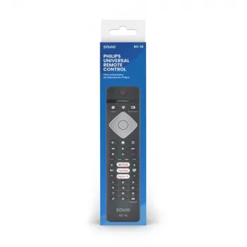 Comando à distância IR SAVIO RC-16 para sintonizador de TV / set-top box, 20 dispositivos, alcance 10 m, preto