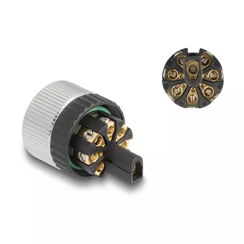 Conector M12 codificação A 8 pinos conector fêmea DeLOCK 60538 ligação por parafuso