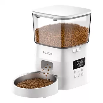 Comedouro automático Rojeco 2L versão com botões, 2 litros branco