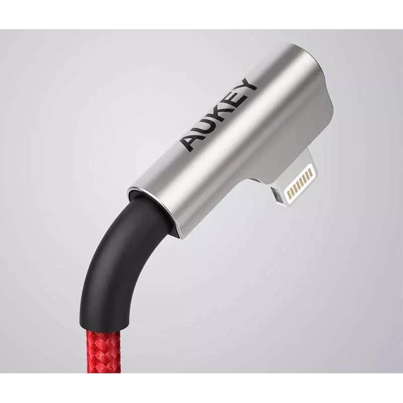 Cabo USB para Lightning Aukey CB-AL01 vermelho – revestimento de nylon, ficha Lightning para dispositivos Apple