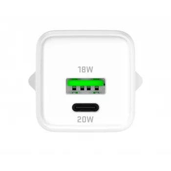 Carregador de rede USB-C/A YENKEE YAC G38 20W 3A Power Delivery (USB‑C e USB‑A)