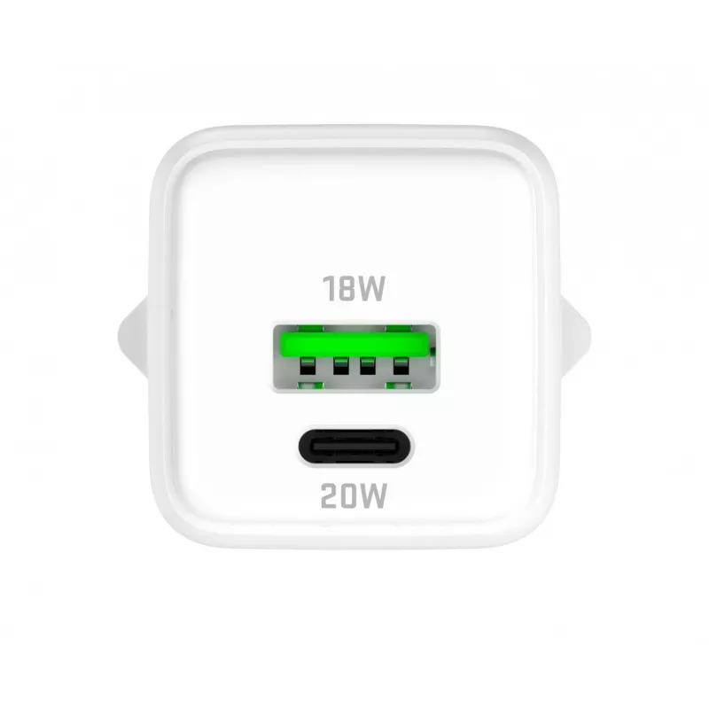 Carregador de rede USB-C/A YENKEE YAC G38 20W 3A Power Delivery (USB‑C e USB‑A)