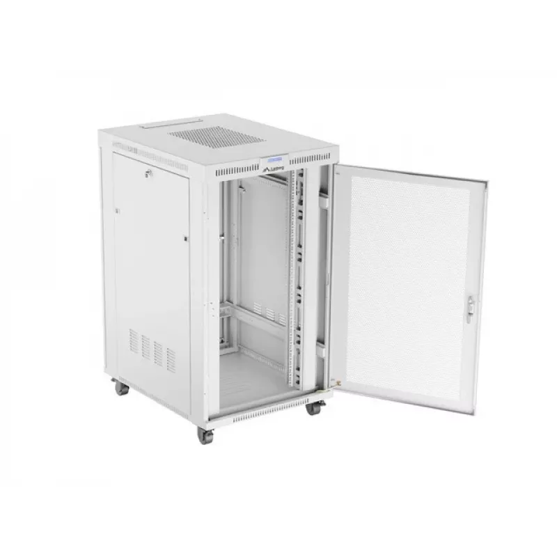ARMÁRIO RACK DE CHÃO 19 27U 800X1000 CINZENTO PORTA PERFURADA LCD LANBERG (embalagem plana)
