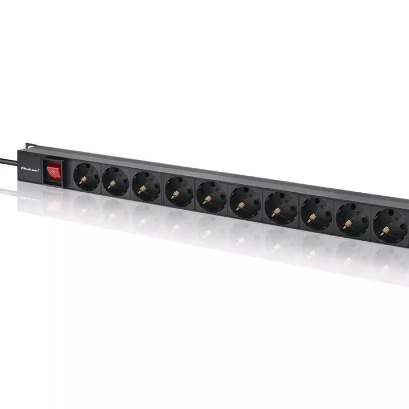 PDU de alumínio Qoltec para RACK | 16A | 16 x Schuko | vertical | 1,8 m