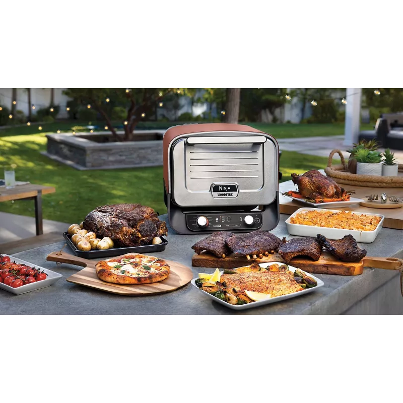 Ninja Woodfire OO101EU forno elétrico de exterior, forno de pizza e fumeiro, 2400 W