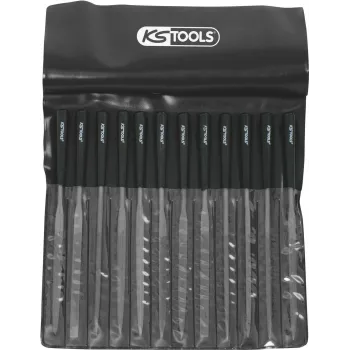 Conjunto de limas de agulha ks tools 140.3050 — conjunto de 12 peças com cabos de plástico
