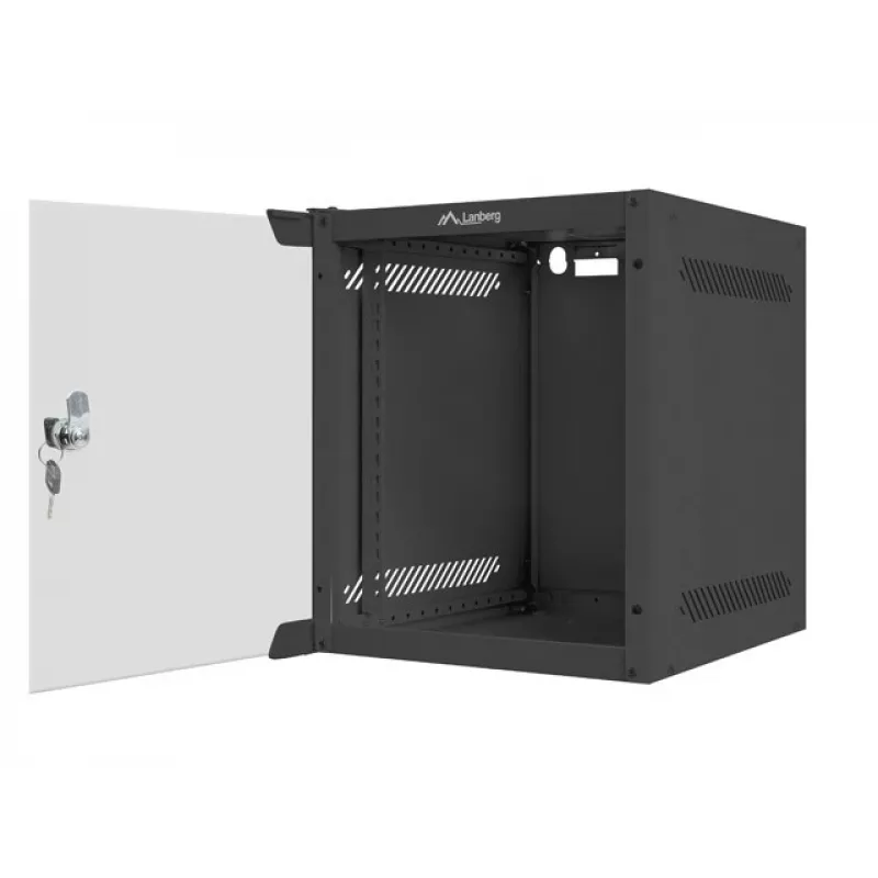 Lanberg WF10-2306-10B armário rack de parede de 10" 6U, 280×310 mm, porta de vidro, 20 kg, preto (RAL 9004)
