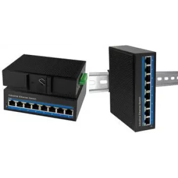 Switch Ethernet Gigabit Industrial LogiLink, 8 portas 10/100/1000 Base-TX RJ45, Plug & Play, metal preto - 1 unid. (NS203)
