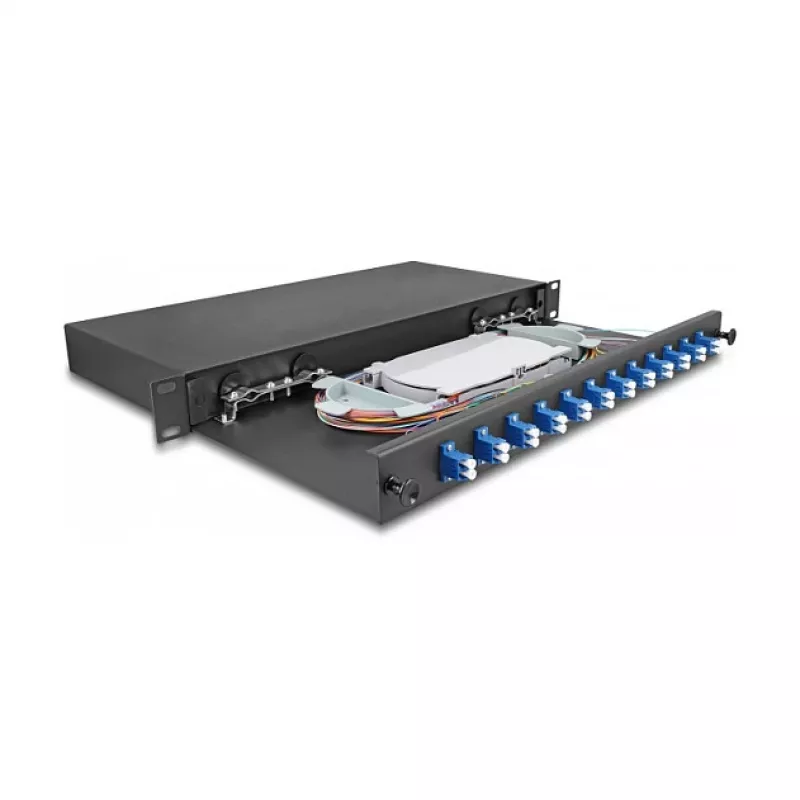 Caixa de fusão de fibra ótica DeLOCK 67003 preto metal 483x220x44mm