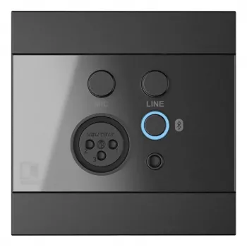 AUDAC WP225/B Painel de parede, microfone XLR + conector fêmea jack 3,5 mm, Bluetooth, preto