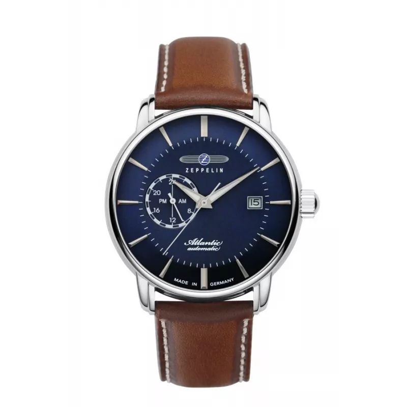 Relógio de pulso Zeppelin 84703 Automatic, mostrador azul, caixa e bracelete de aço inoxidável