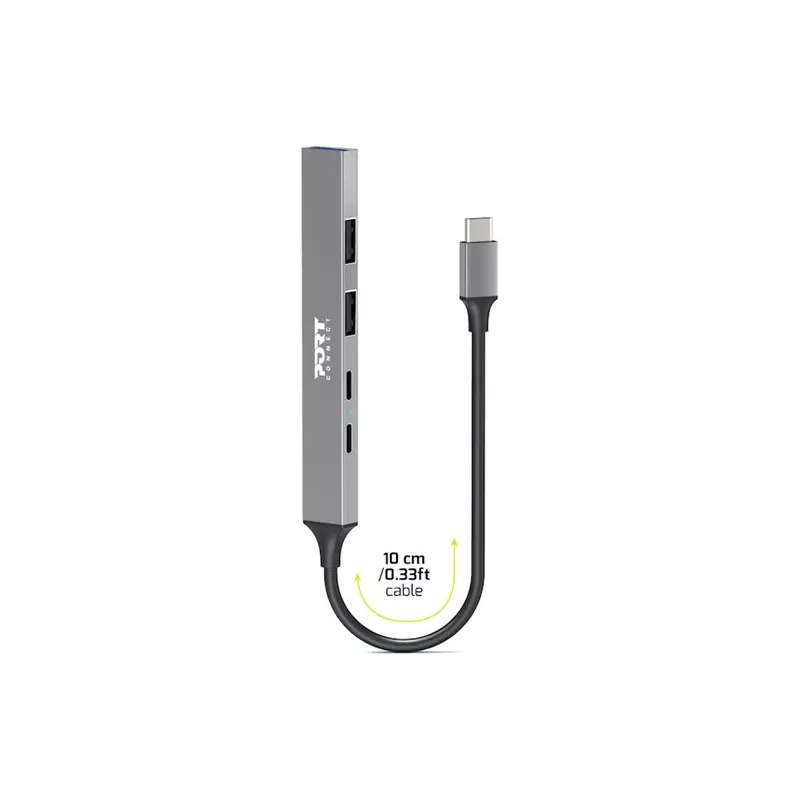 Hub USB Port Designs 900163 Type-C 5000 Mbit/s prateado