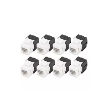 Keystone Jack Digitus CAT 6 não blindado, 8 unidades, plano, preto/branco, RJ-45