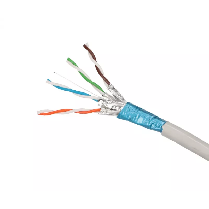 Cabo de rede Extralink par entrançado CAT6A FTP (F/FTP) V2 interior 500M cinzento