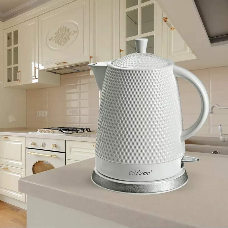 Maestro MR-069-WHITE Chaleira elétrica de cerâmica, 1,5 L, 1500 W, branco