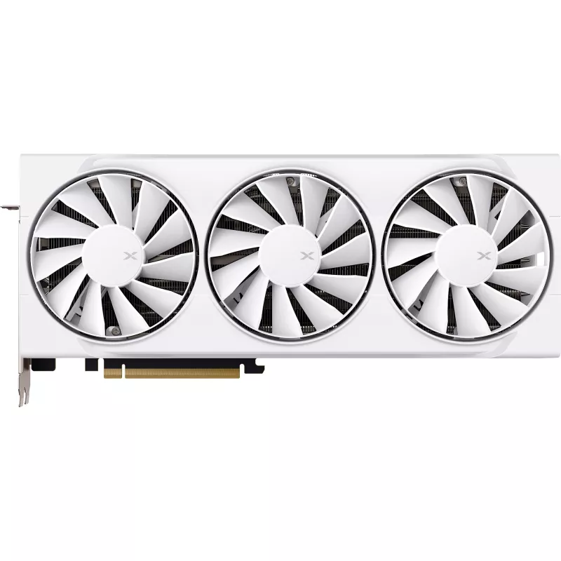 Placa gráfica XFX Radeon RX 9070 XT — 16 GB GDDR6, 256-bit, PCIe x16, 2400 MHz, 3 ventoinhas branco, 325×65 mm