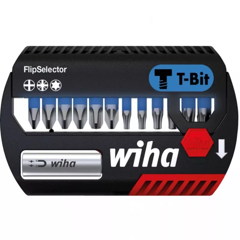 WIHA 41824 - Conjunto de bits FlipSelector, 13 peças mistas, 25 mm, bit T (41824)