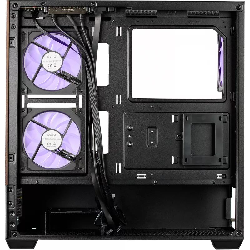 Cooler Master Elite 690 Caixa de PC, Midi-Tower, ATX, Vidro Temperado - 4 ventoinhas ARGB, Madeira, preto