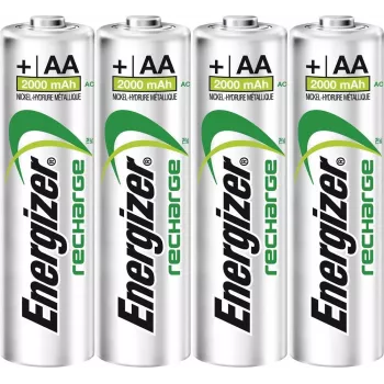 Pilhas recarregáveis NiMH Energizer ACCU Recharge Power Plus AA 2000mAh pack de 4