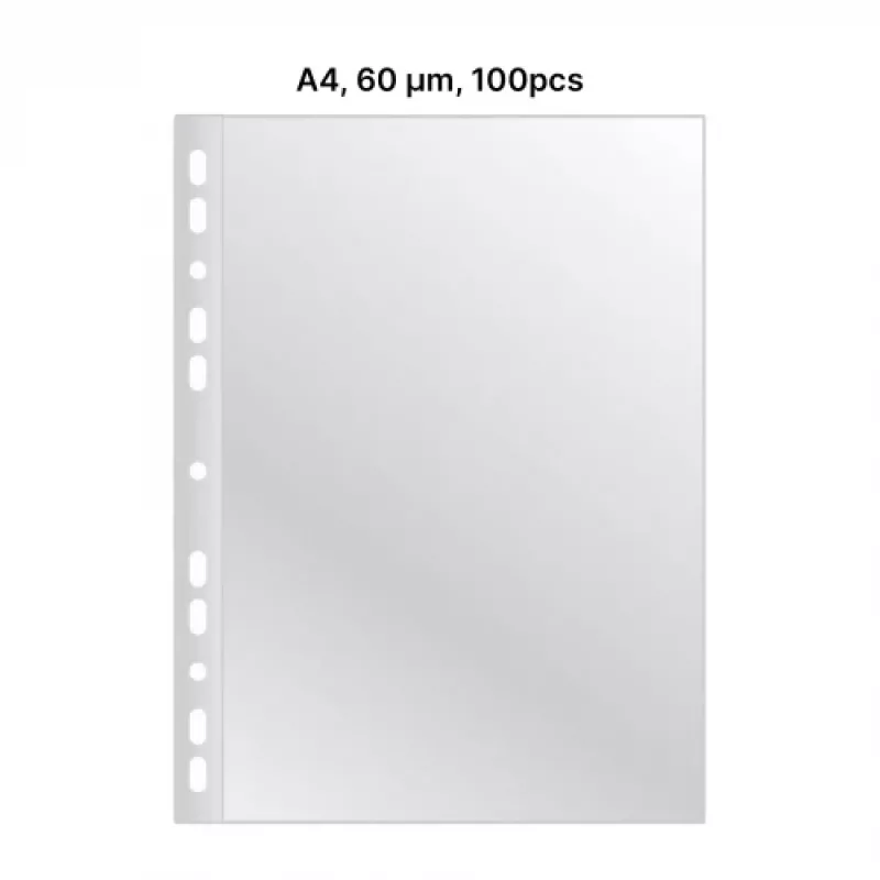 Capa perfurada AD Class cristalina A4 60 µm, saco de 100 unidades