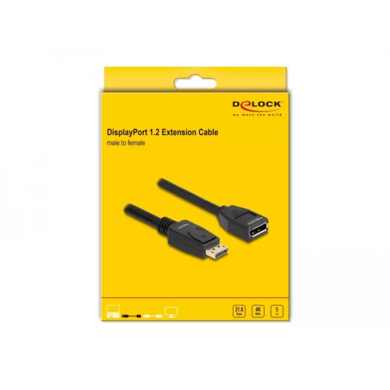 Cabo de extensão DisplayPort 1.2 DeLOCK 4K 60 Hz 5 m