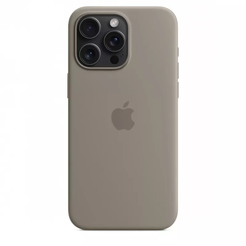 Capa de silicone com MagSafe para iPhone 15 Pro Max – clay