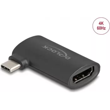 Adaptador DELOCK USB Type-C (macho) para HDMI (fêmea) DP Alt Mode 4K angular