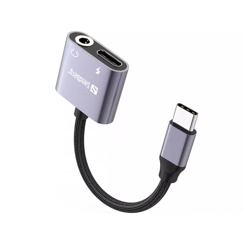 Adaptador de áudio USB-C SANDBERG PD65W 136-67 com USB-C PD passthrough