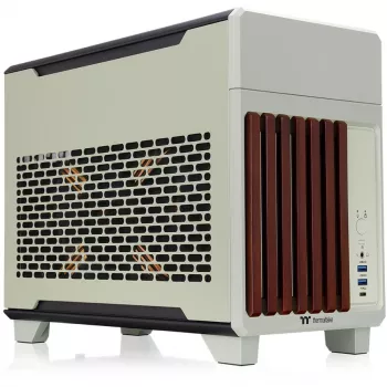 Caixa mini THERMALTAKE TR100 WS Matcha verde, design compacto, suporte para mini-ITX/microATX