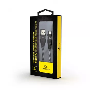 Cabo USB Gembird CC-USB2B-AMCM-2M-BW USB 2.0 USB A USB C preto, branco