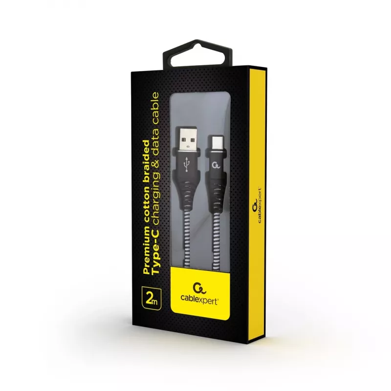Cabo USB Gembird CC-USB2B-AMCM-2M-BW USB 2.0 USB A USB C preto, branco