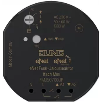 JUNG FM J 50700 UP - Atuador de estores/persianas - Montagem em calha DIN - 868 MHz - 100 m - Preto - 1000 W