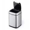 Balde do lixo Durable NO TOUCH 6L retangular aço inoxidável prateado preto