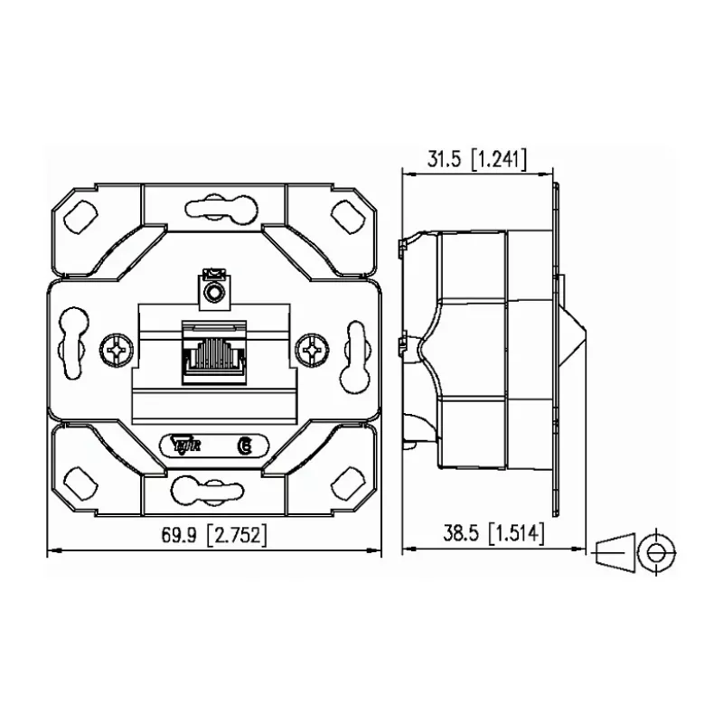 Metz Connect E-DAT C6A Tomada de dados de encastrar de 2 portas, 130C381200-I