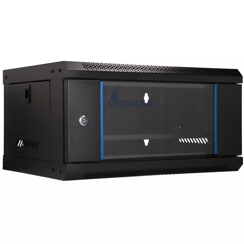 EXTRALINK LITE 4U 530X400 Armário de rack de parede preto com prateleira