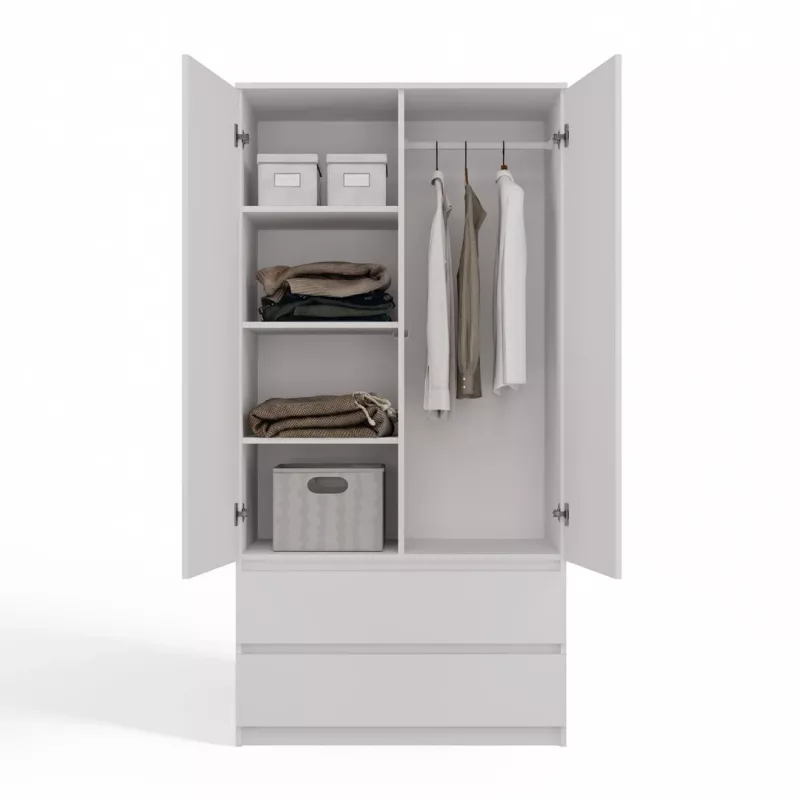 Top E Shop SZAFA MALWA B roupeiro de quarto, 5 prateleiras, 2 portas, branco