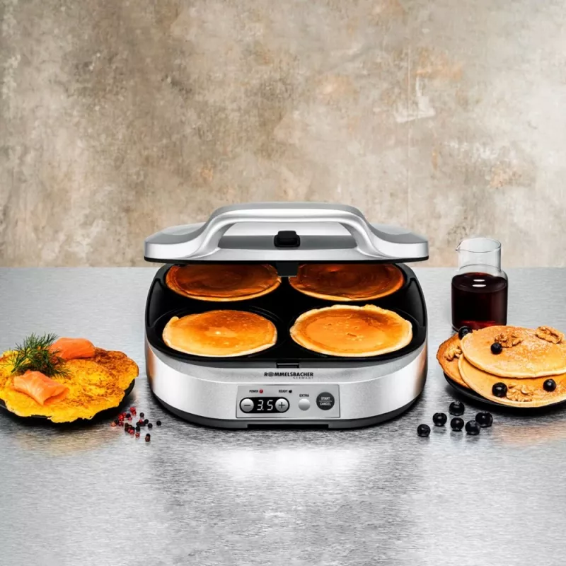 ROMMELSBACHER PC 1800, 4 crepes, prateado, plástico, 13,5 cm, botões, 1800 W
