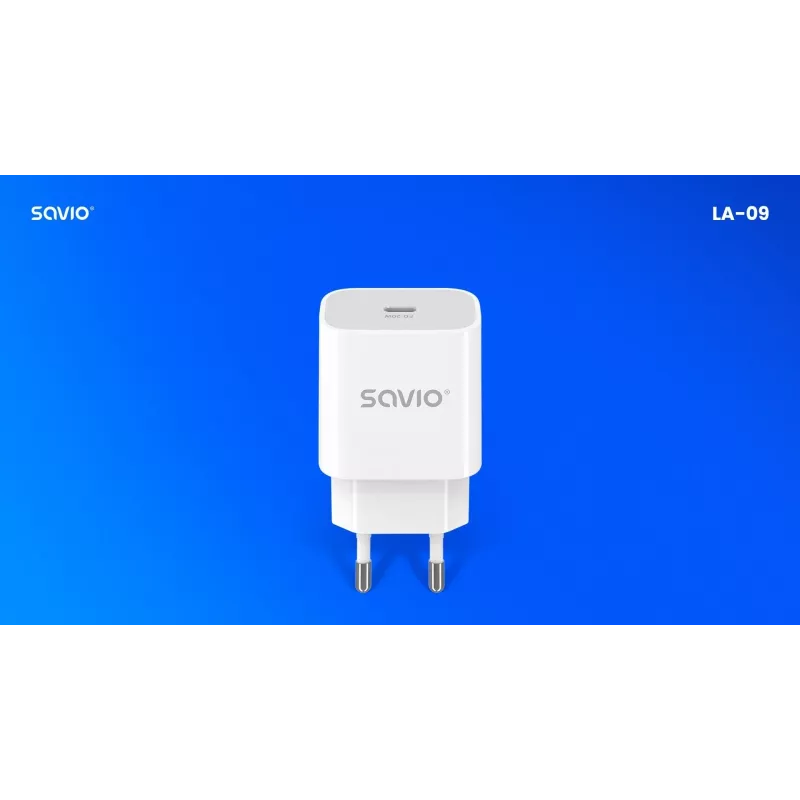 Carregador de parede 20W LA-09 USB-C QC, PD 3.0 Savio SAVLA-09