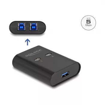 Comutador USB DeLOCK 2 PC para 1 dispositivo 5 Gbps preto
