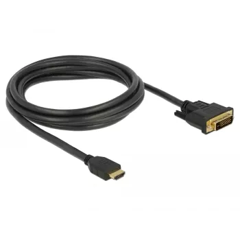 DeLOCK - cabo de vídeo - HDMI / DVI - DVI-D (M) a HDMI (M) - 2,0 m - tripla blindagem - preto - parafusos serrilhados (85654)