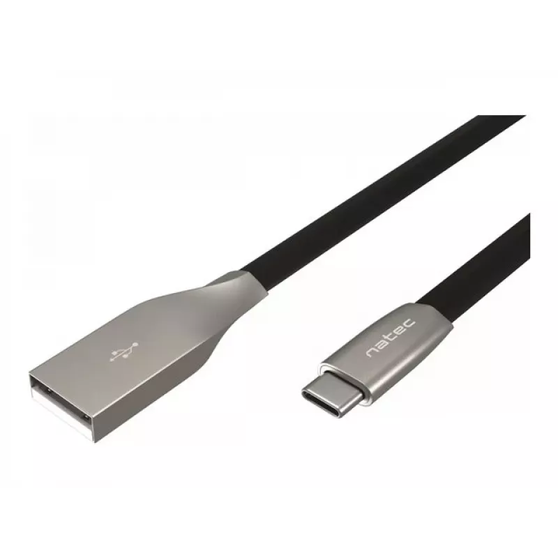 Cabo NATEC USB-C/A 2.0 1m prati 1m preto metal