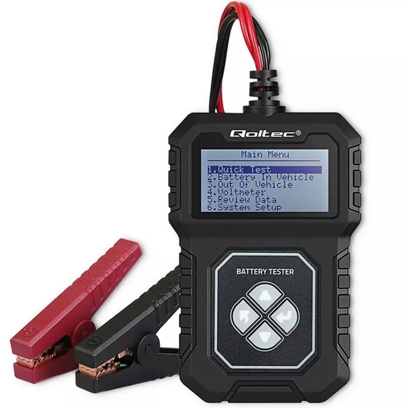 Testador de bateria digital Qoltec com LCD | Menu em polaco | 12V | AGM | GEL | STD | 30-220AH