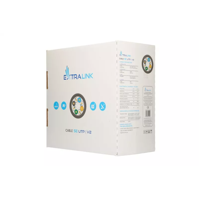 Cabo de rede Extralink Twisted Pair CAT5E UTP (U/UTP) V2 interior 305M