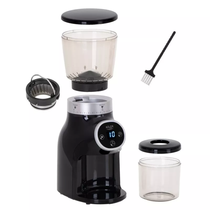 Moinho de café profissional, mós de aço, 31 definições de moagem, Café 90g/m, Adler, AD4450, 300, preto