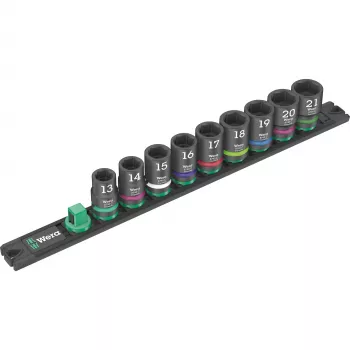 Conjunto de chaves de caixa Wera 1/2 polegadas barra magnética 9 peças para parafusadeira de impacto