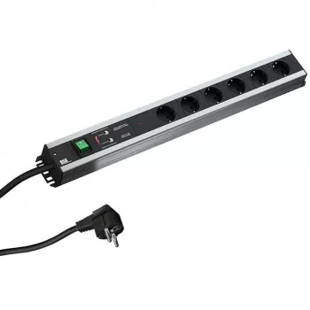 Unidade de distribuição de energia Bachmann 300.012, PDU Basic, 6 saídas AC, 2HE, cabo de 2 m, preto/cinzento
