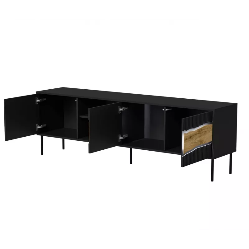 Móvel de TV cama meble INSERTO 3D1W 190x40x62 cm preto com LED