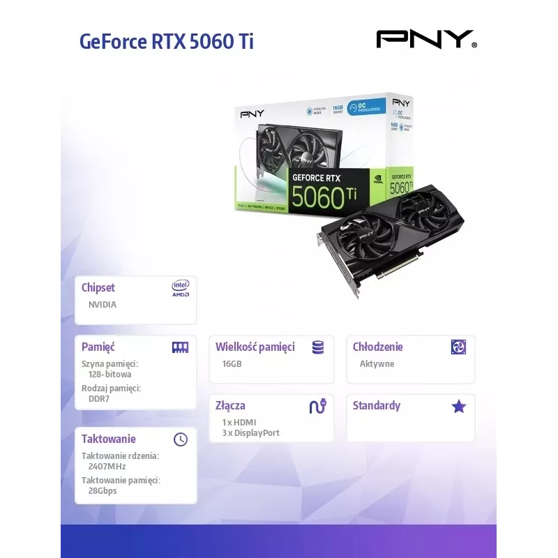 Placa gráfica PNY GeForce RTX 5060 Ti 16 GB GDDR7