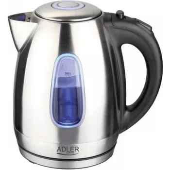 Chaleira elétrica Adler AD1223 — 1,7 l, 2000 W, aço inoxidável com detalhes pretos